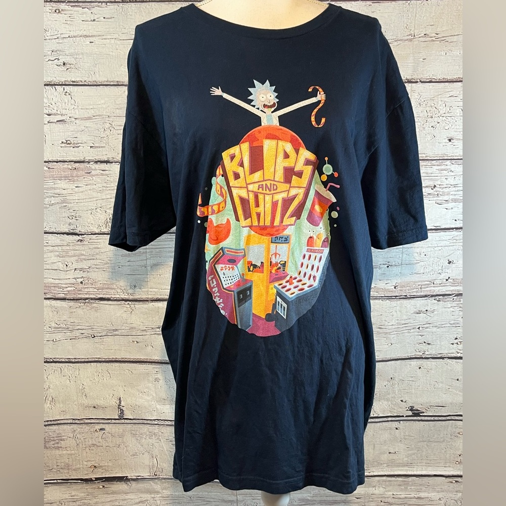 RICK AND MORTY "Blips and Chitz" T-Shirt Navy-XL
